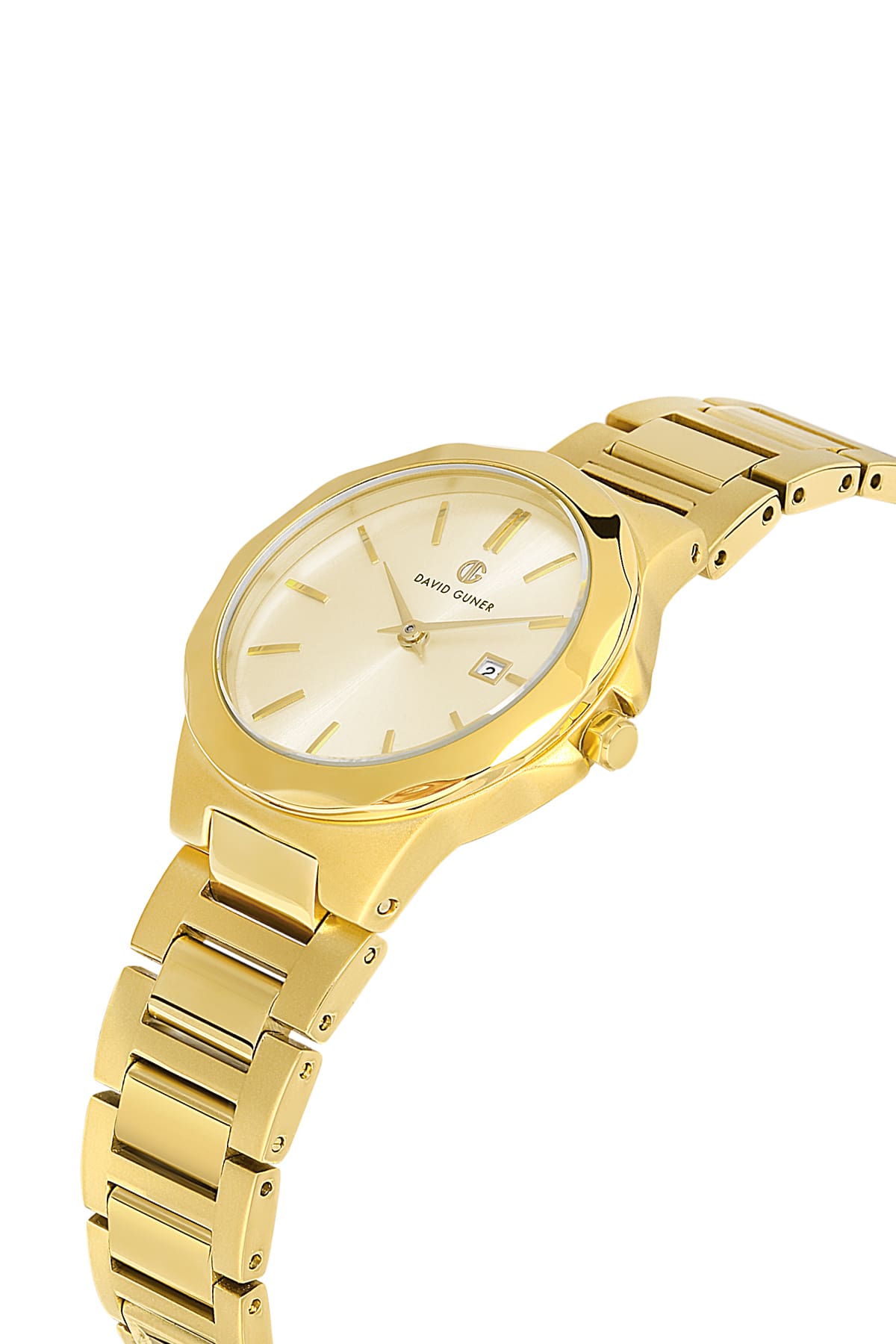 DAVID GUNER Yellow Coated Calendar Women's Wristwatch