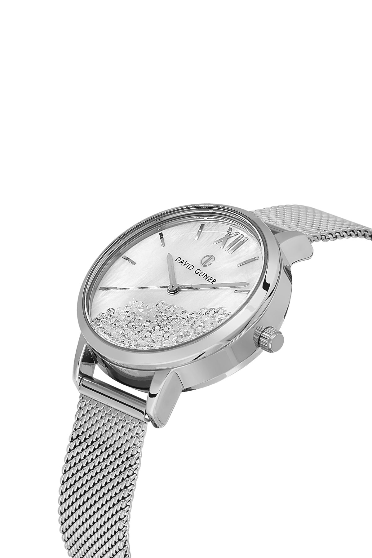 DAVID GUNER Silver Dial Silver Plated Women's Wristwatch