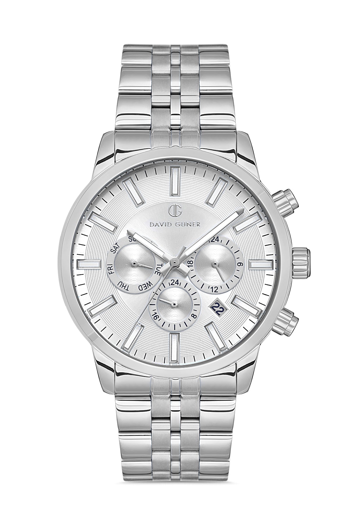 DAVID GUNER Silver Plated Silver Dial Multifunctional Men's Wristwatch
