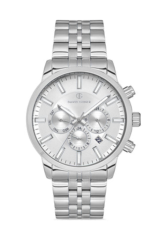 DAVID GUNER Silver Plating Silver Dial Multifunctional Men's Watch