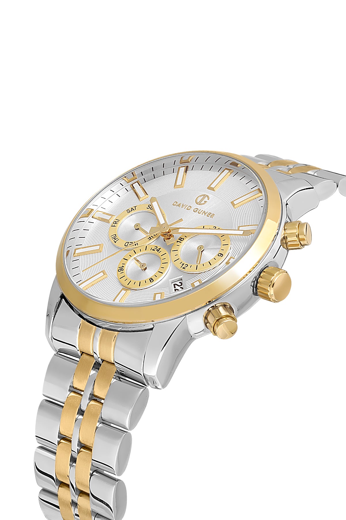 DAVID GUNER Yellow White Plated Silver Dial Multifunctional Men's Wristwatch
