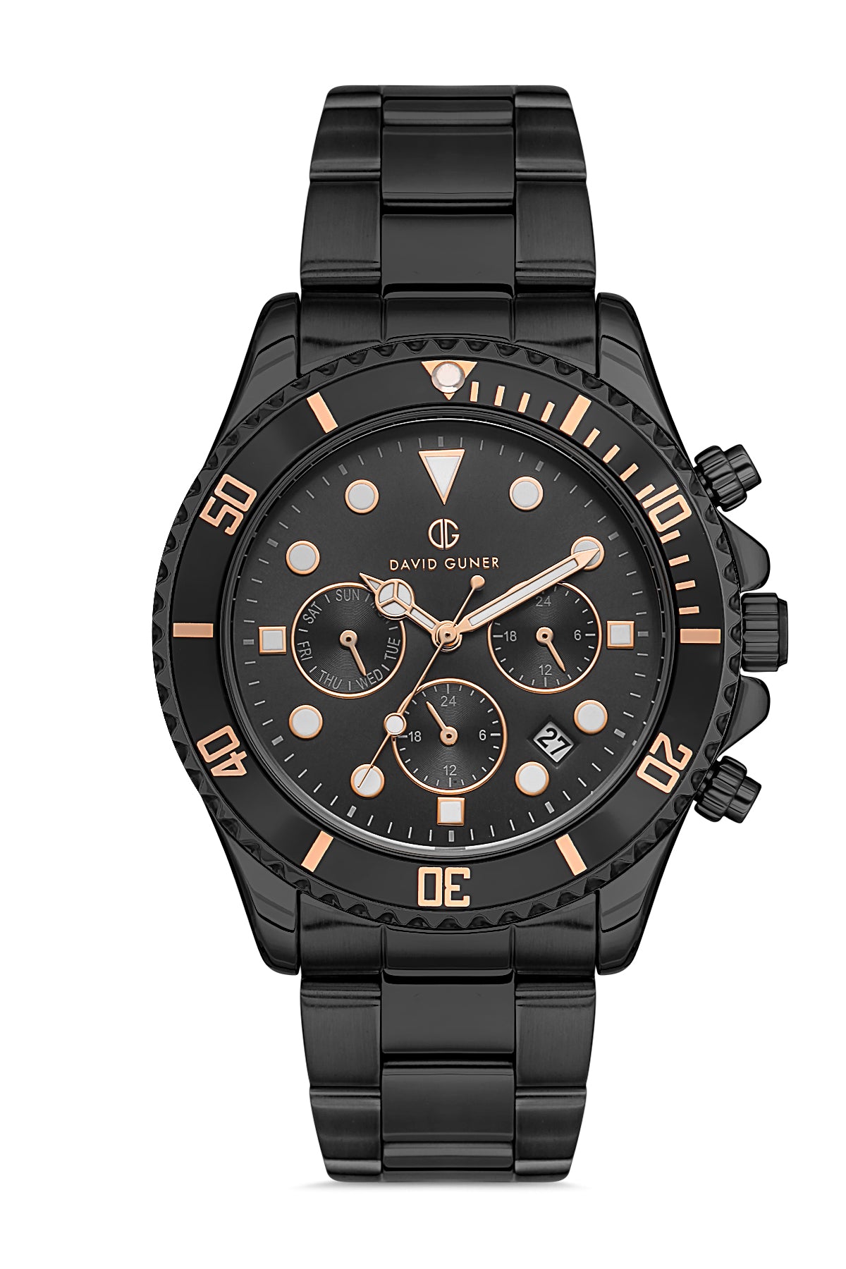 DAVID GUNER Black Coating Black Dial Multifunctional Men's Wristwatch