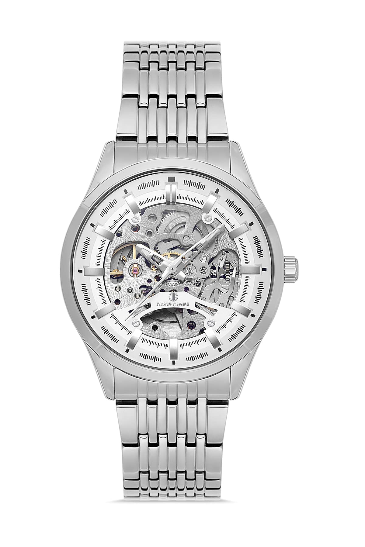 DAVID GUNER Silver Plated Automatic Function Men's Wristwatch