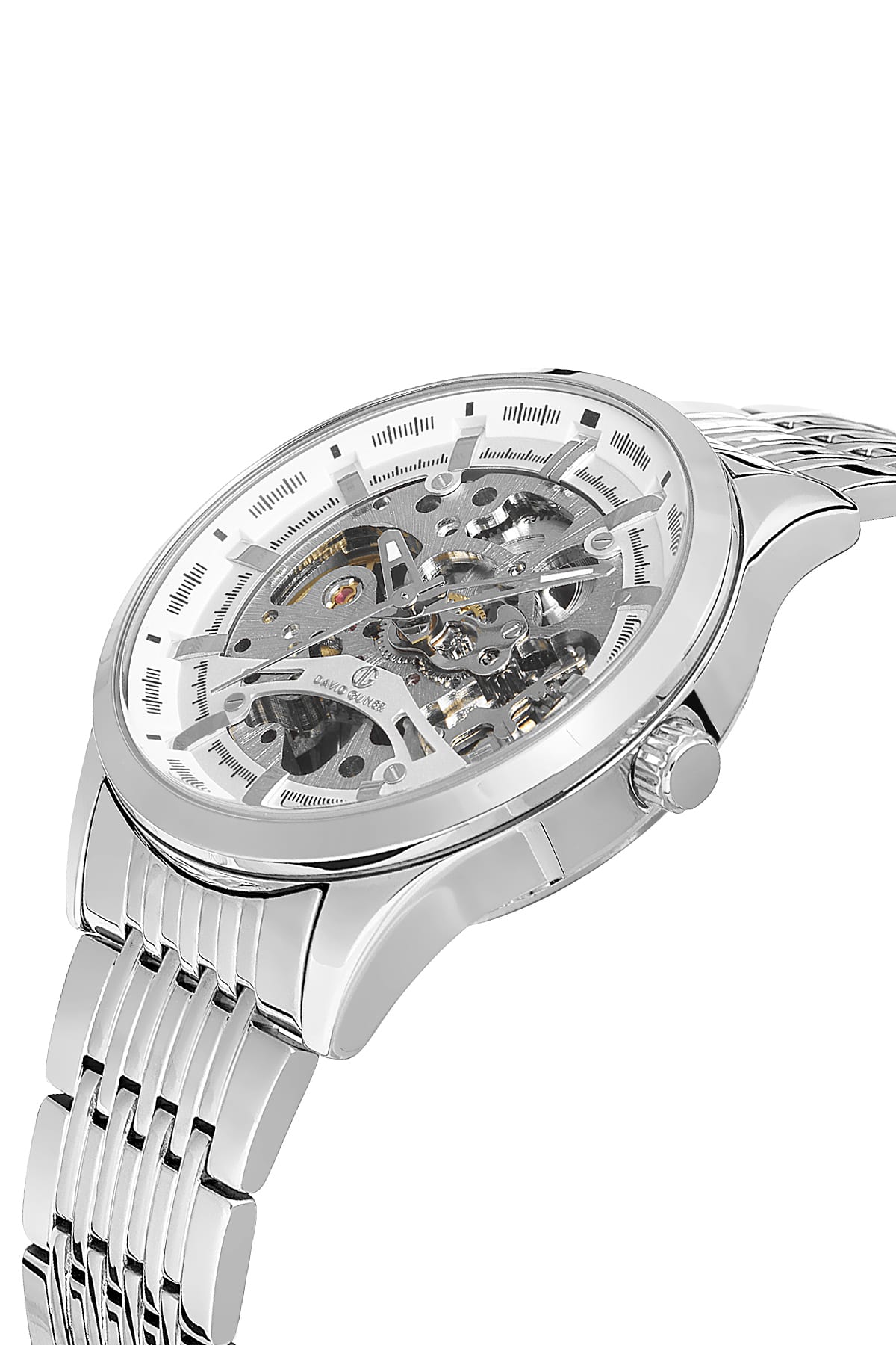DAVID GUNER Silver Plated Automatic Function Men's Wristwatch