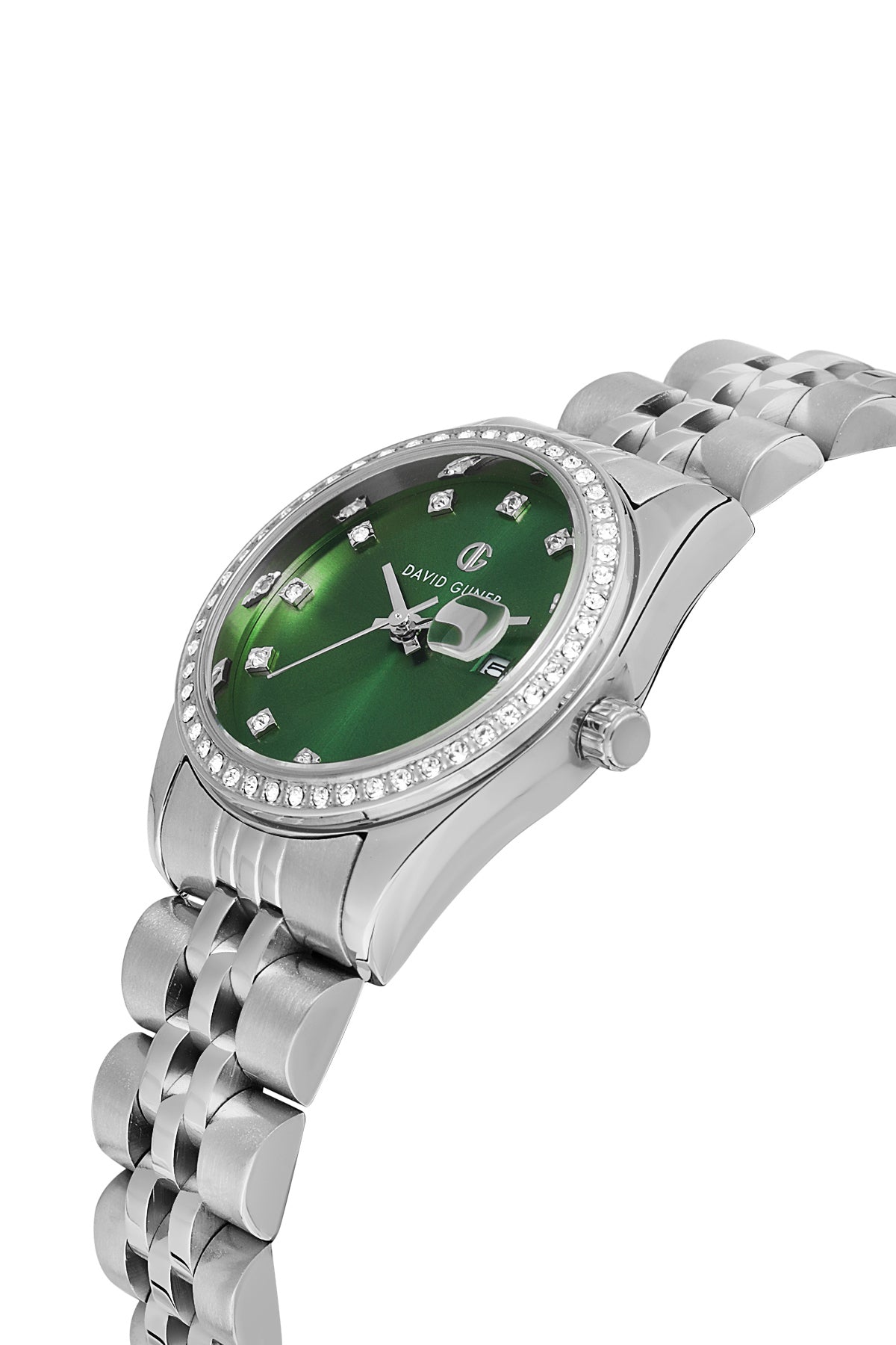 David Guner Silver Plated Green Dial Women's Wristwatch