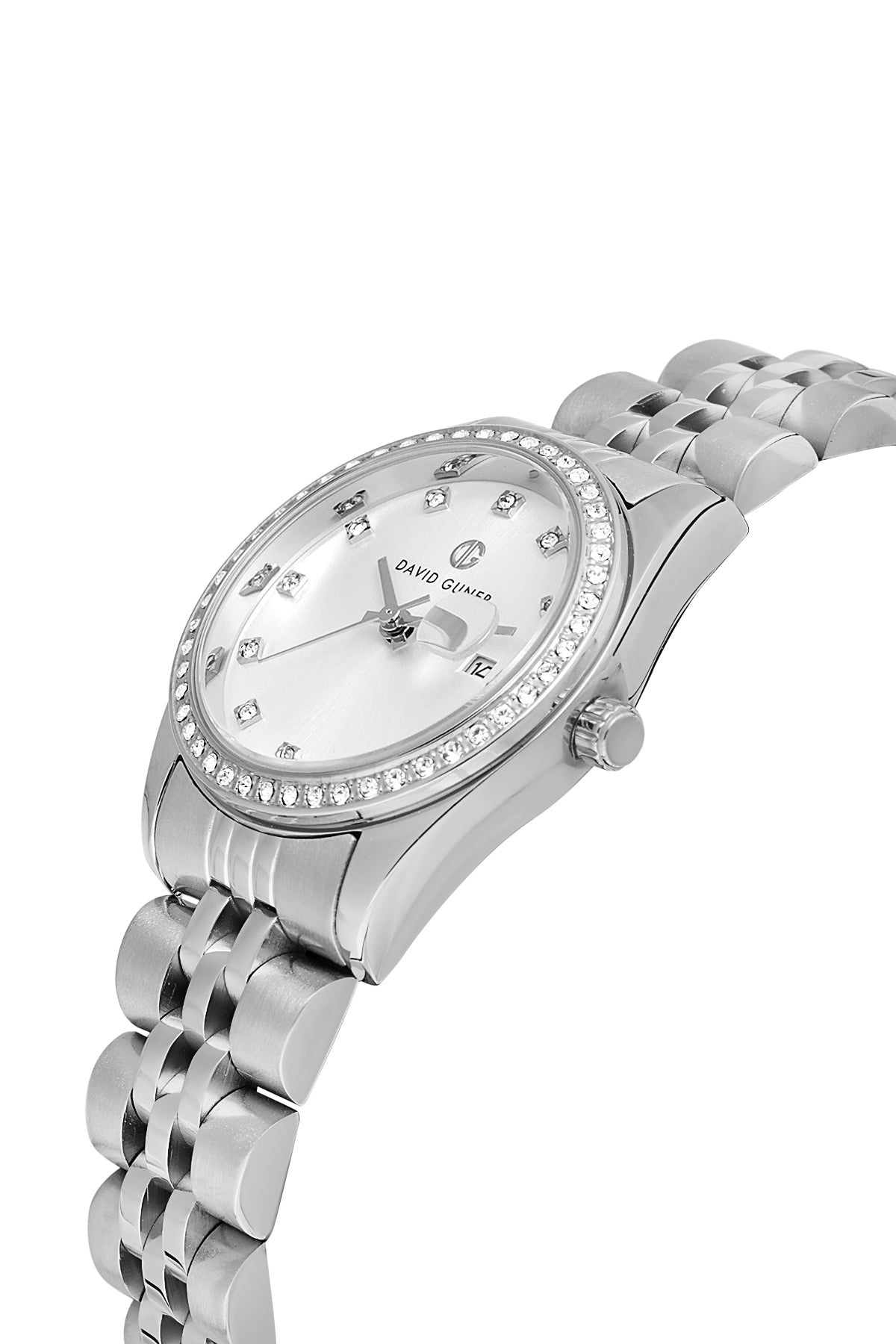 David Guner Women's Wristwatch with Silver Dial and Silver Plated Calendar