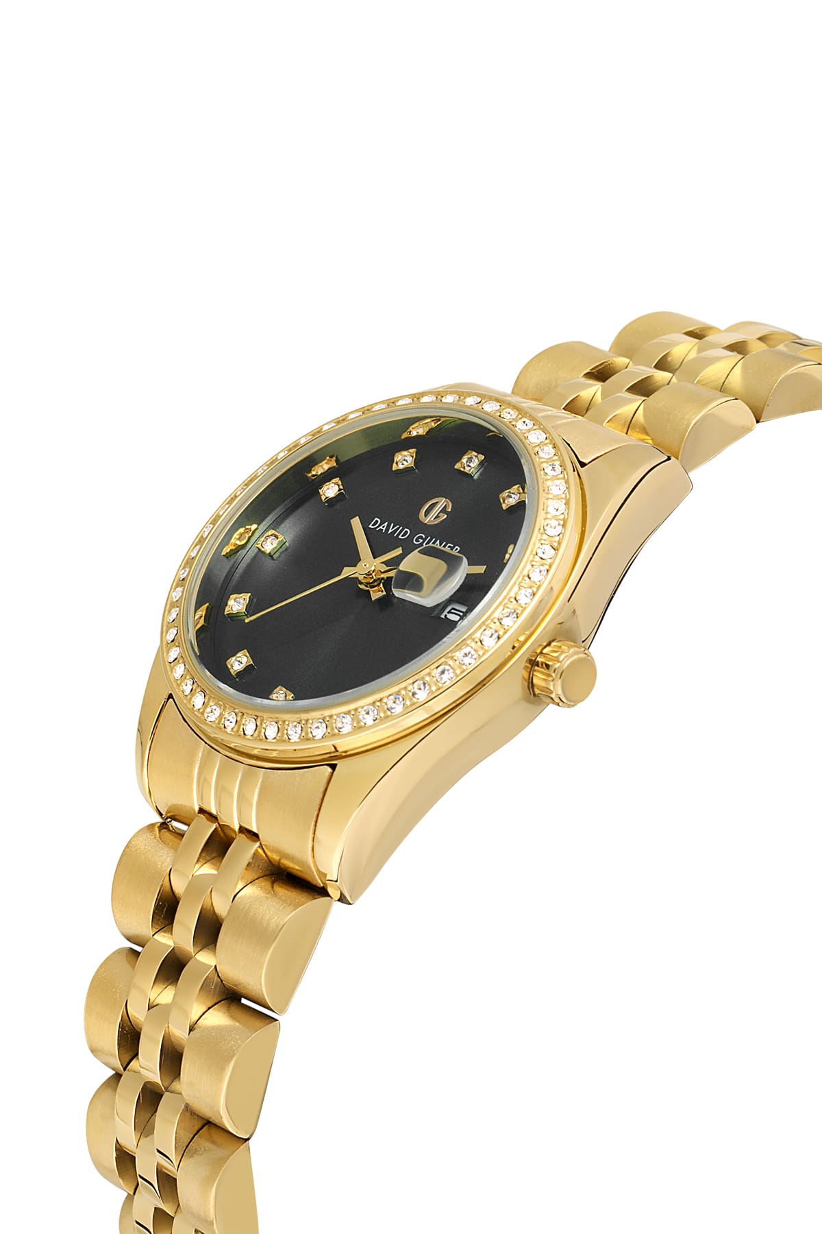 David Guner Yellow Plated Calendar Women's Wristwatch