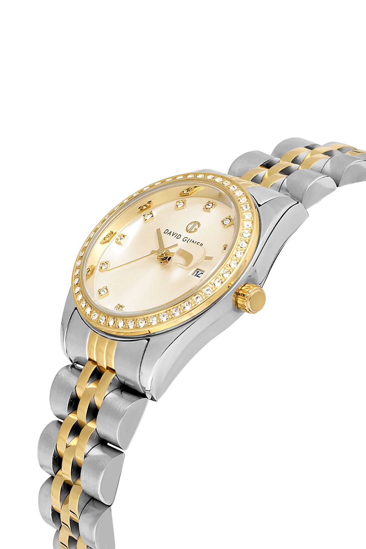 David Guner Yellow Dial Yellow White Coated Women's Wristwatch