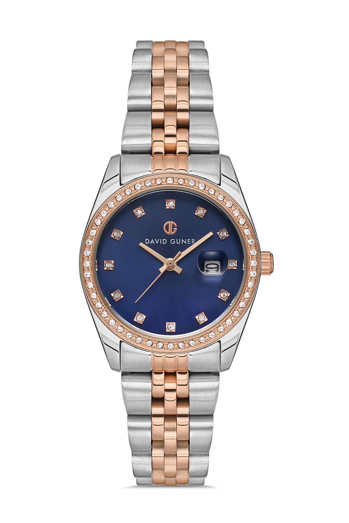 David Guner Blue Dial Rose White Coated Women's Wristwatch