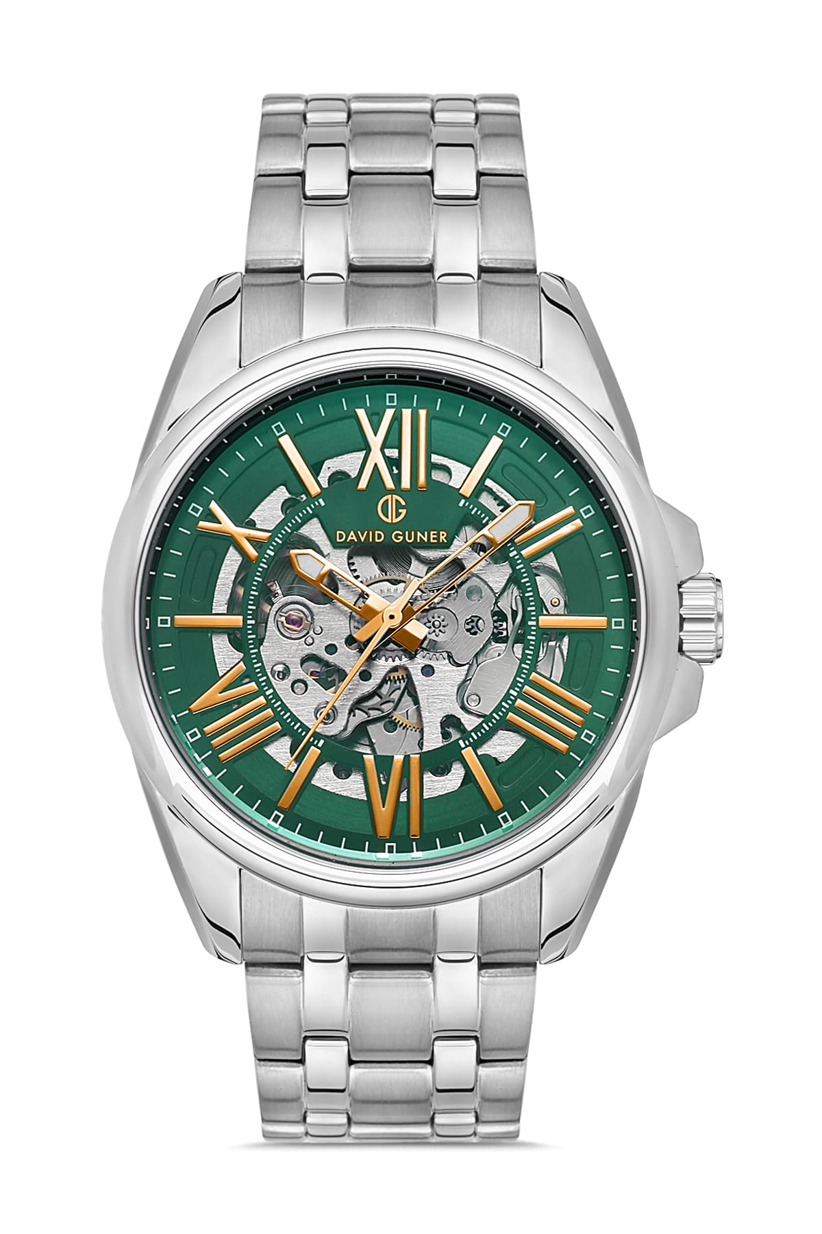 DAVID GUNER Roman Numeral Automatic Function Green Dial Men's Wristwatch