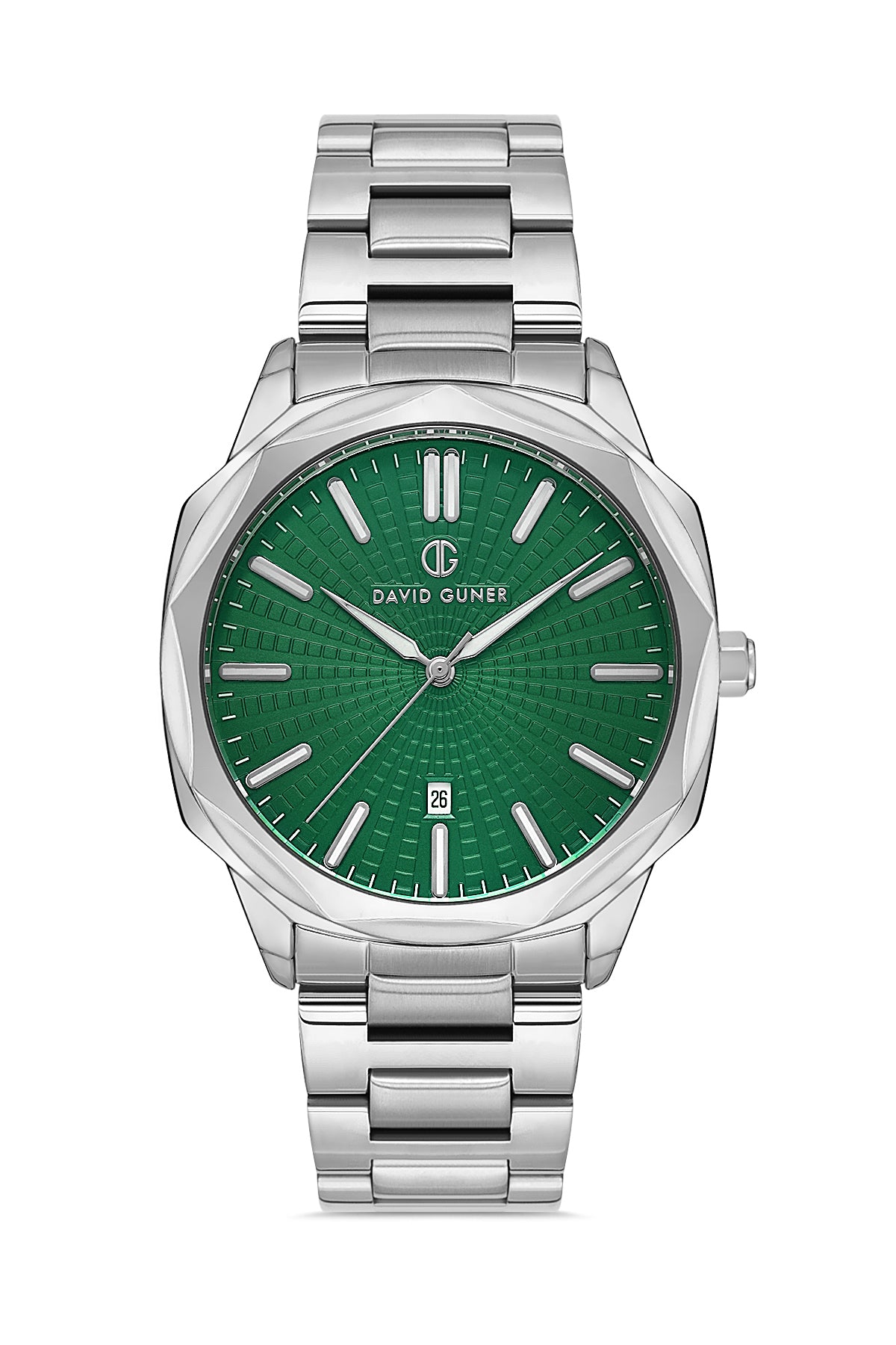 DAVID GUNER Silver Plated Green Dial Men's Wristwatch