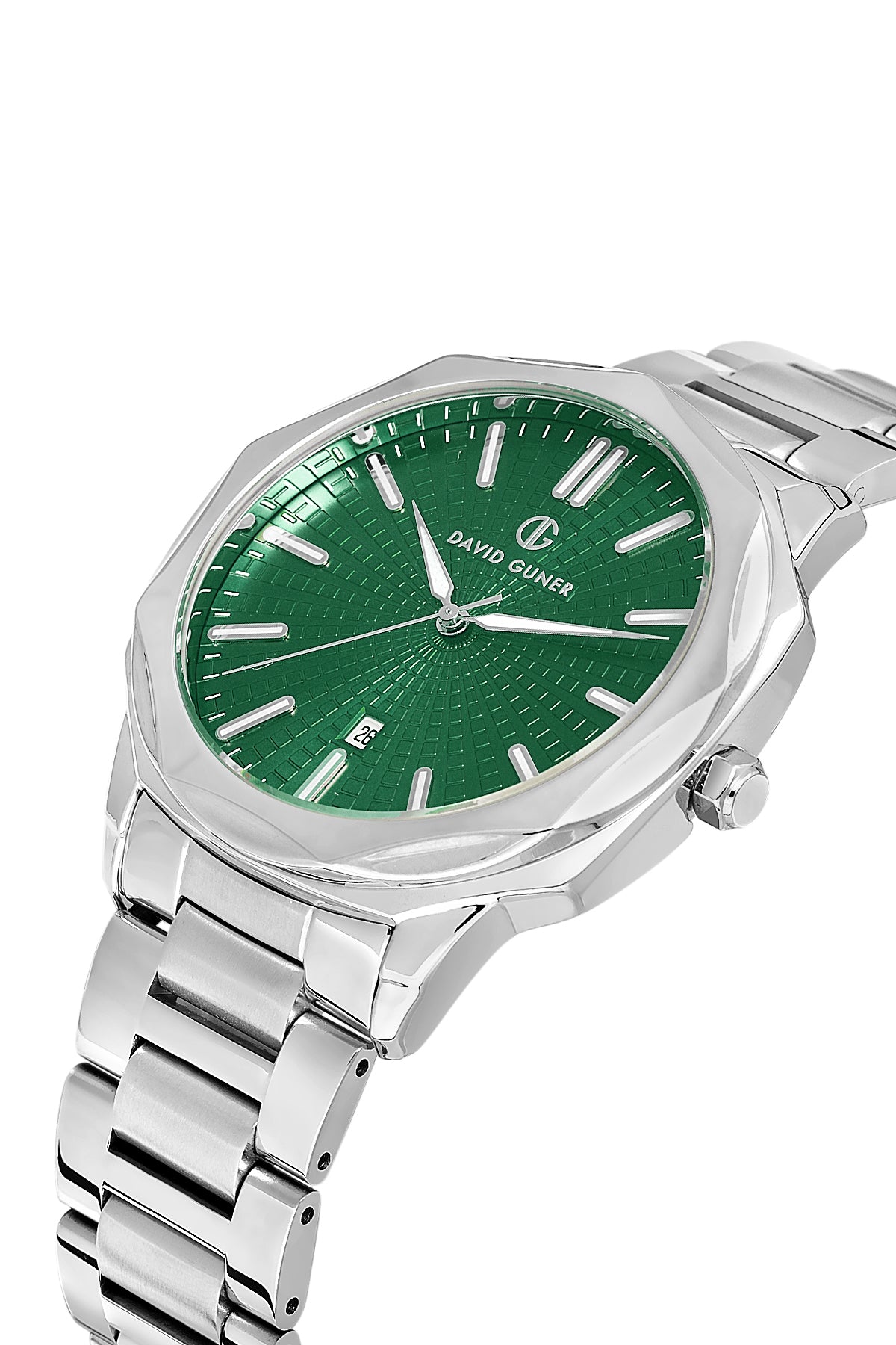 DAVID GUNER Silver Plated Green Dial Men's Wristwatch