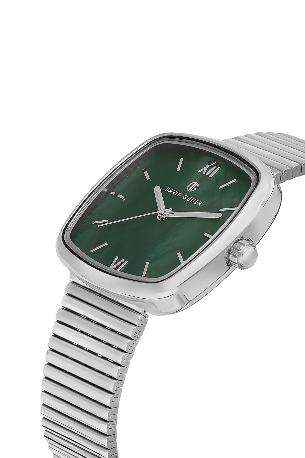 David Guner Green Dial Silver Plated Women's Wristwatch
