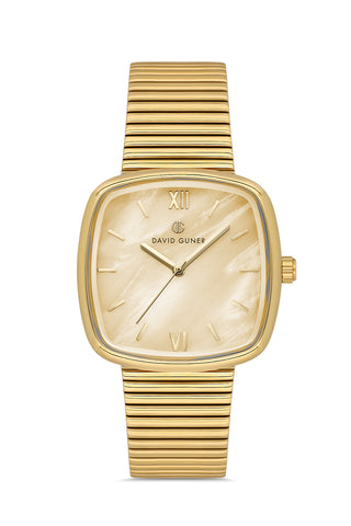 Davıd Guner Yellow Plating Plain Women's Watch with Yellow Dial