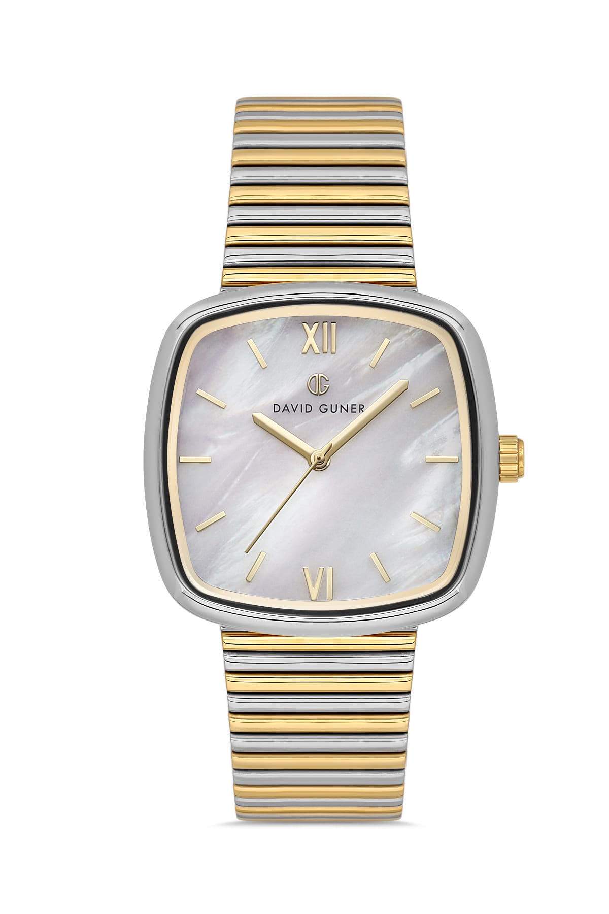 David Guner Silver Dial Yellow White Coated Women's Wristwatch