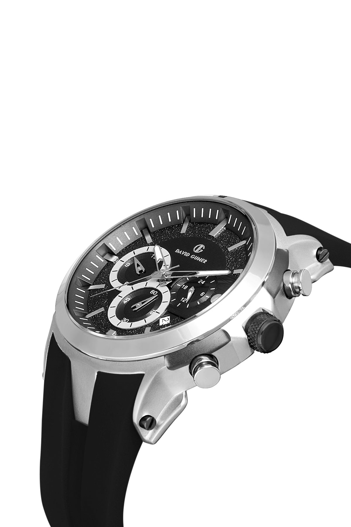 DAVID GUNER Silver Black Plated Multi Function Men's Wristwatch