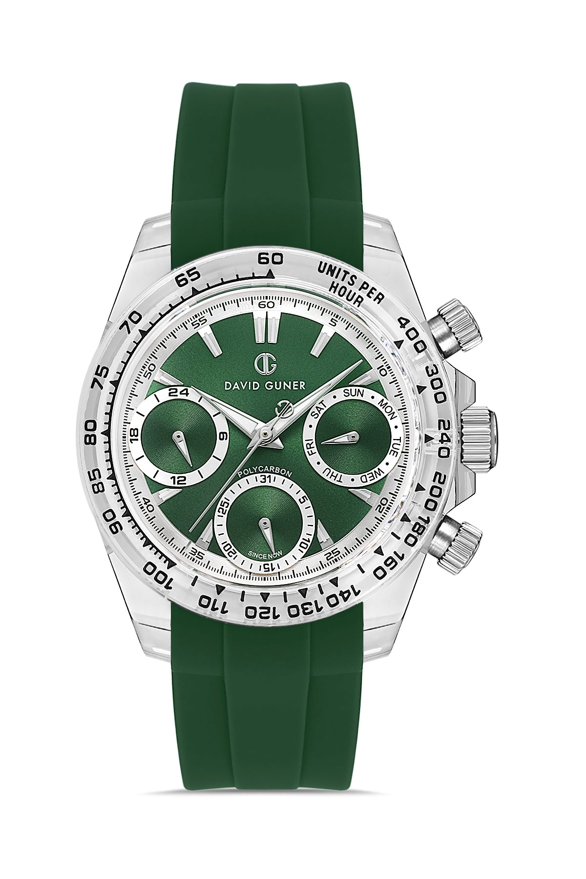 DAVID GUNER Polycarbonate Green Strap Unisex Wristwatch
