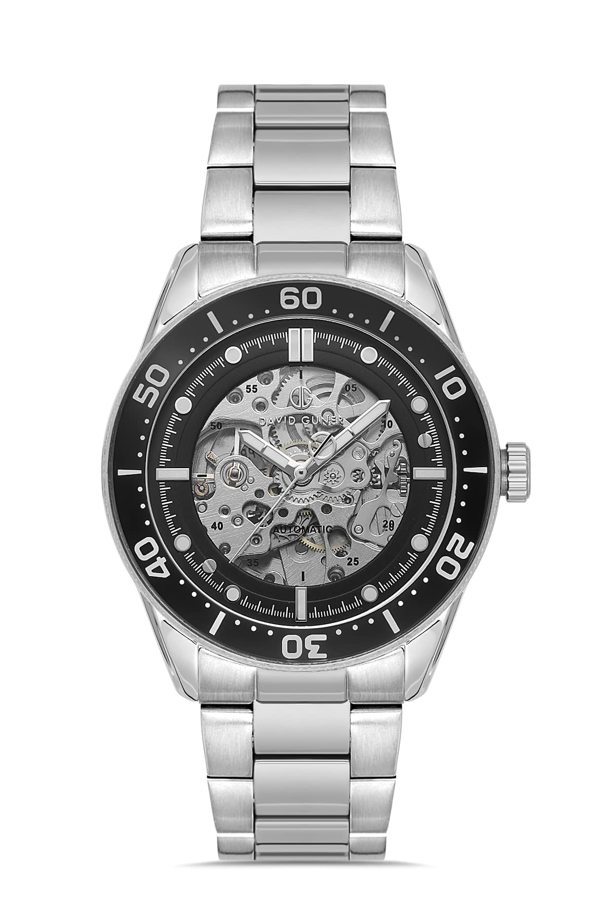 David Guner Black Dial Silver Plated Men's Wristwatch
