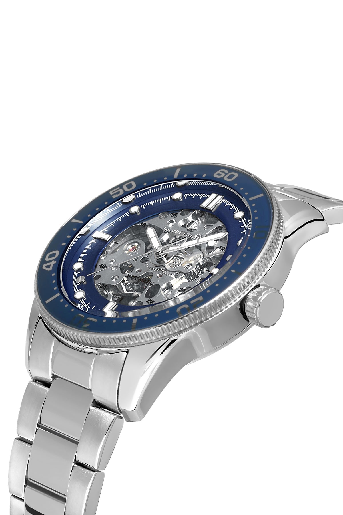 Davıd Guner Silver Plated Blue Dial Automatic Men's Wristwatch
