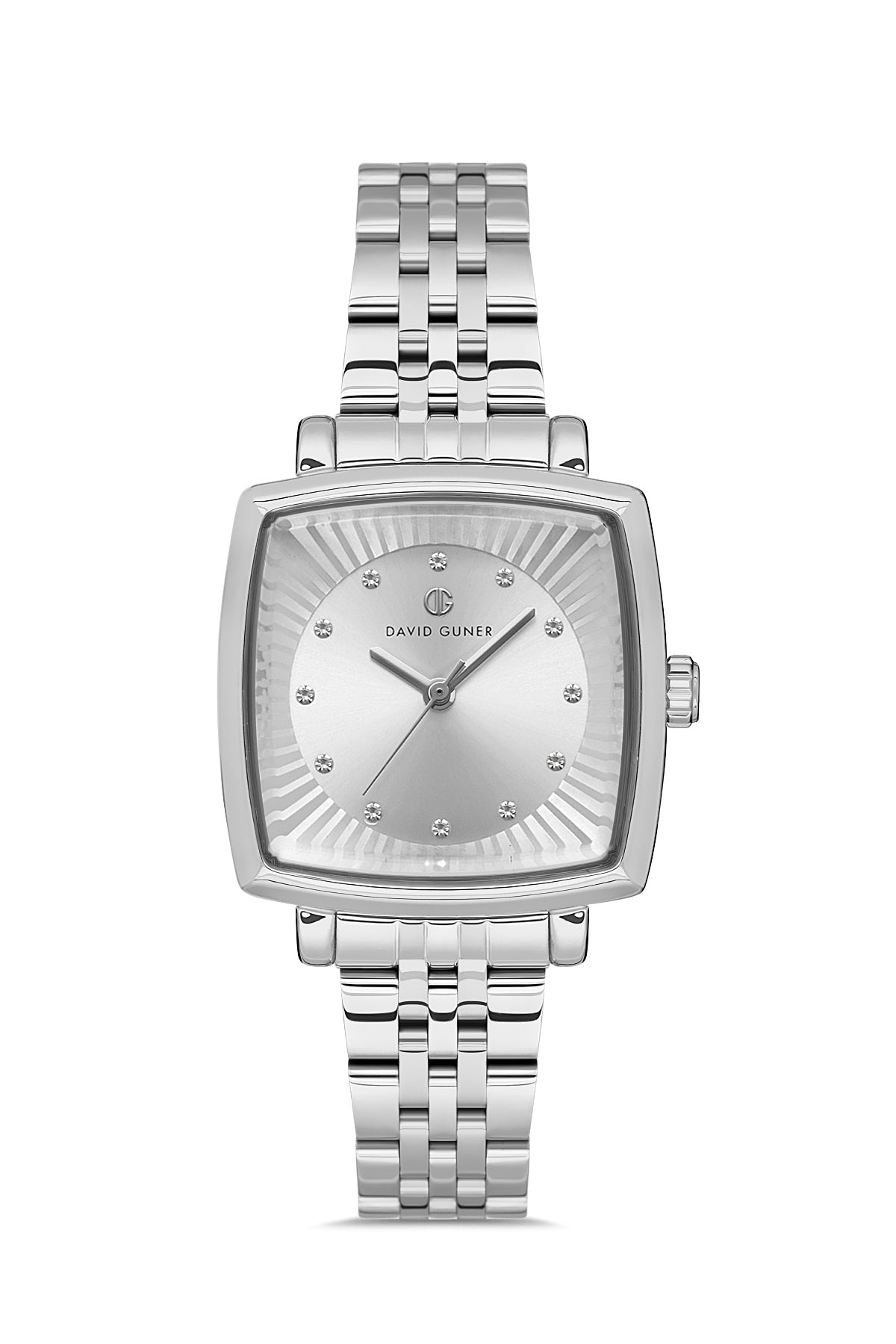 DAVID GUNER Silver Plated Women's Wristwatch with Silver Strap