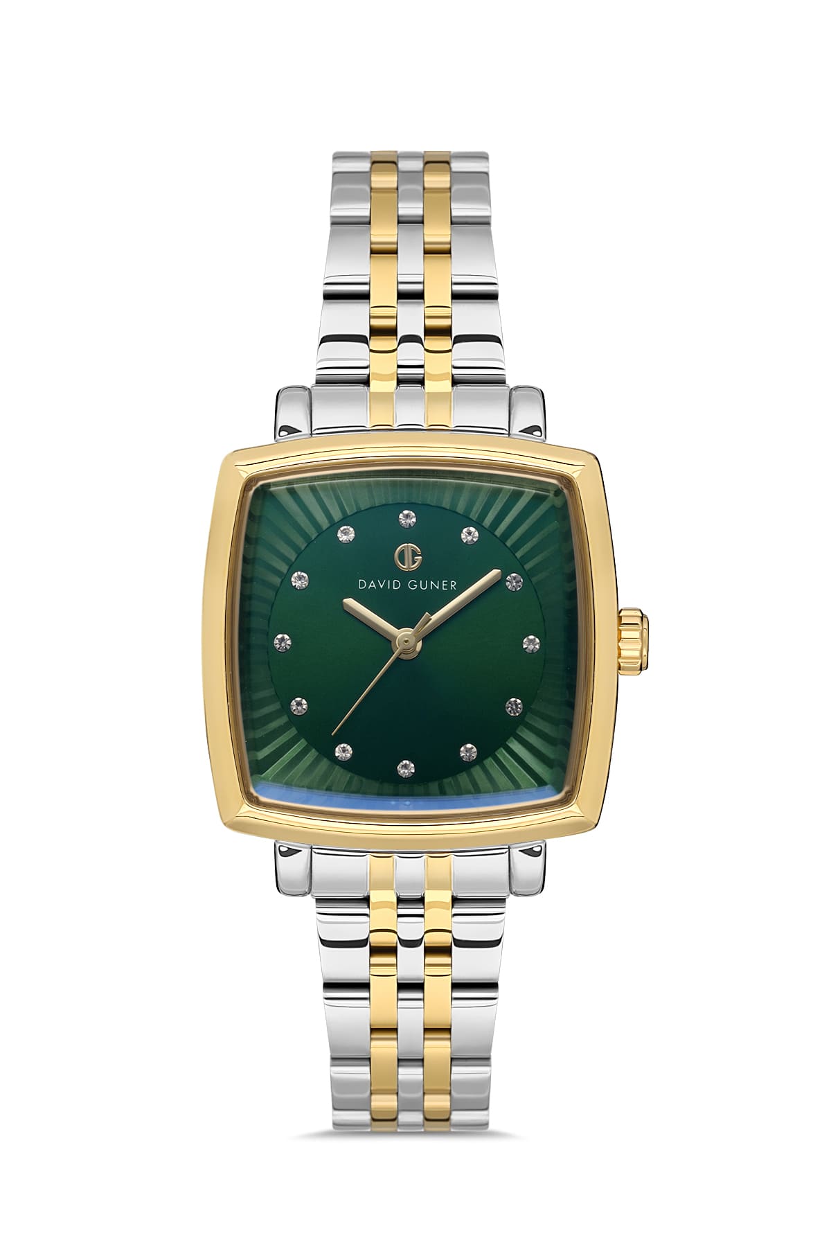 David Guner Yellow White Coated Green Dial Women's Watch