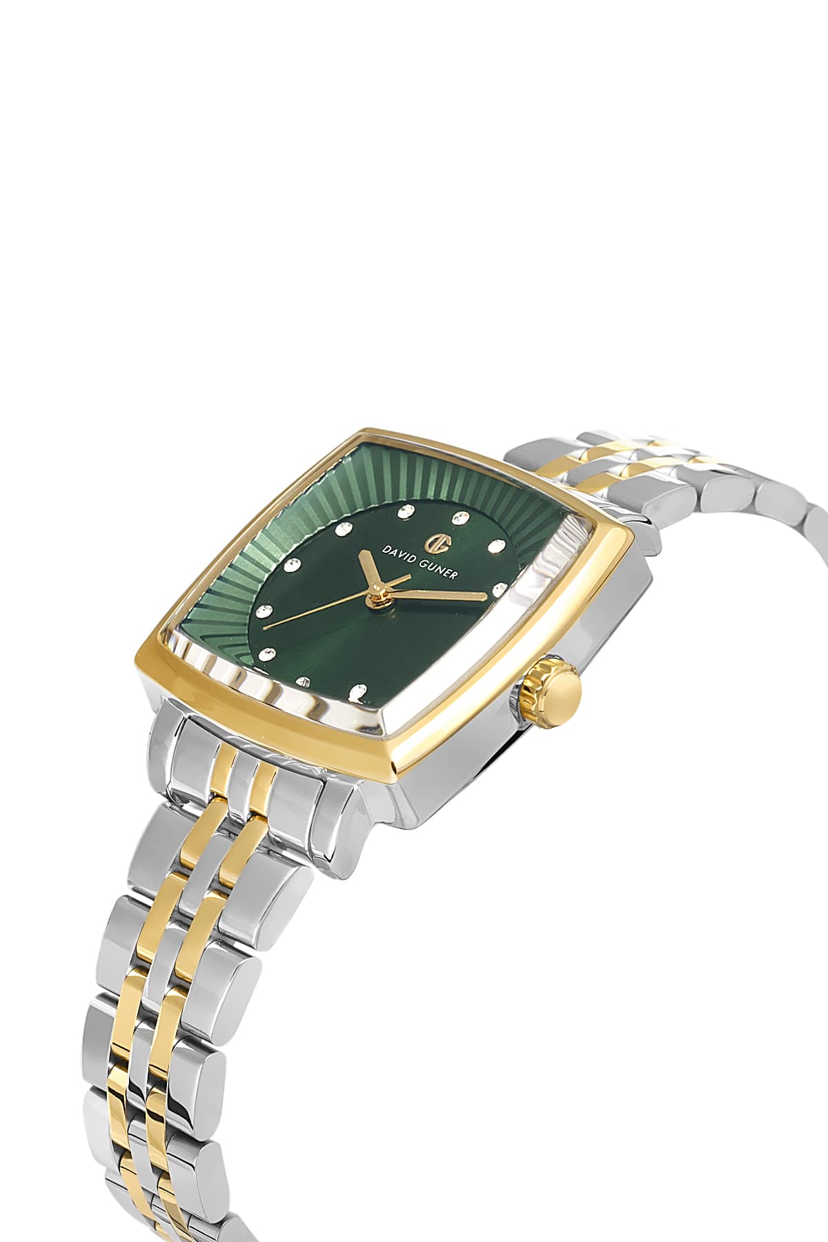 David Guner Yellow White Coated Green Dial Women's Watch