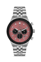 DAVID GUNER Gümüş Kaplamalı Somon Kadranlı Multifonksiyon Erkek Kol Saati - DG-8840GA-A16