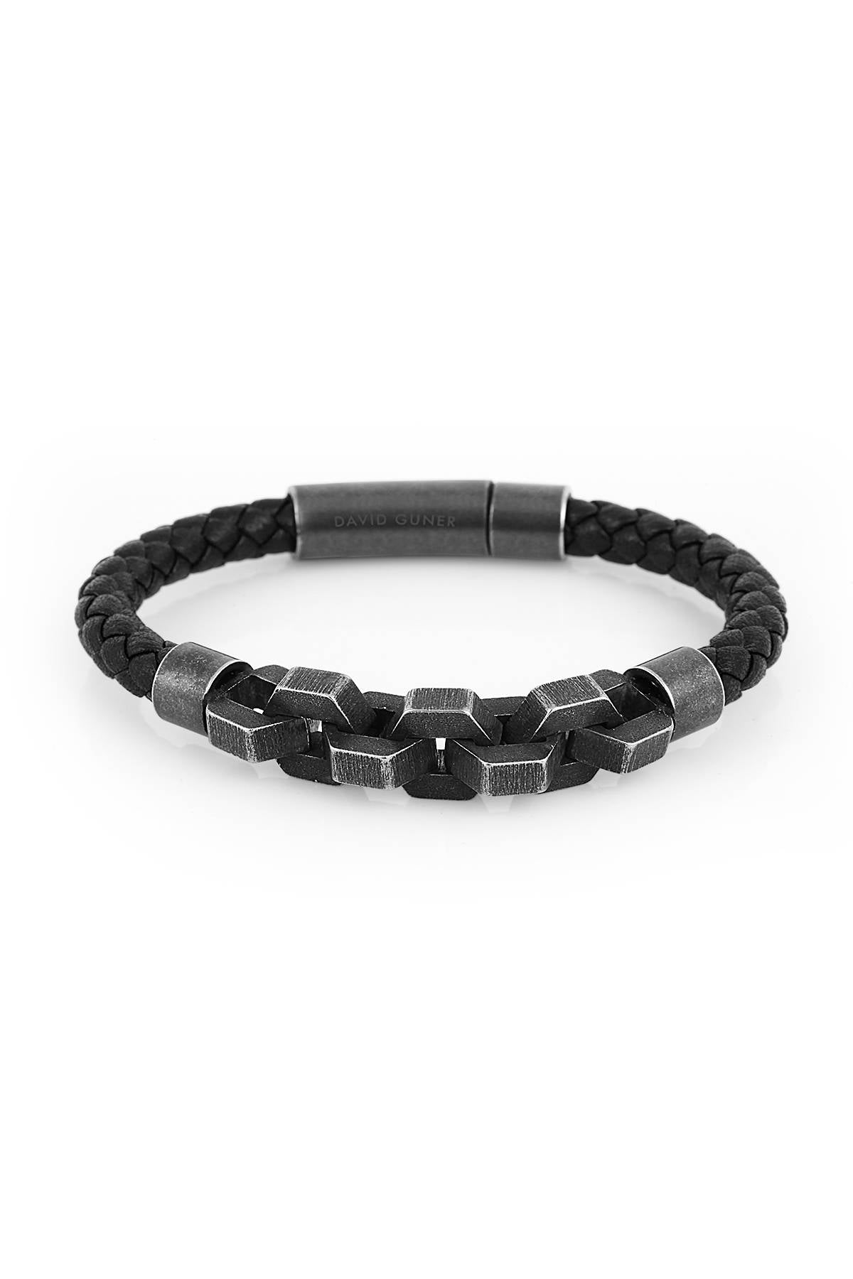 Steel Black Rope Mix Bracelet