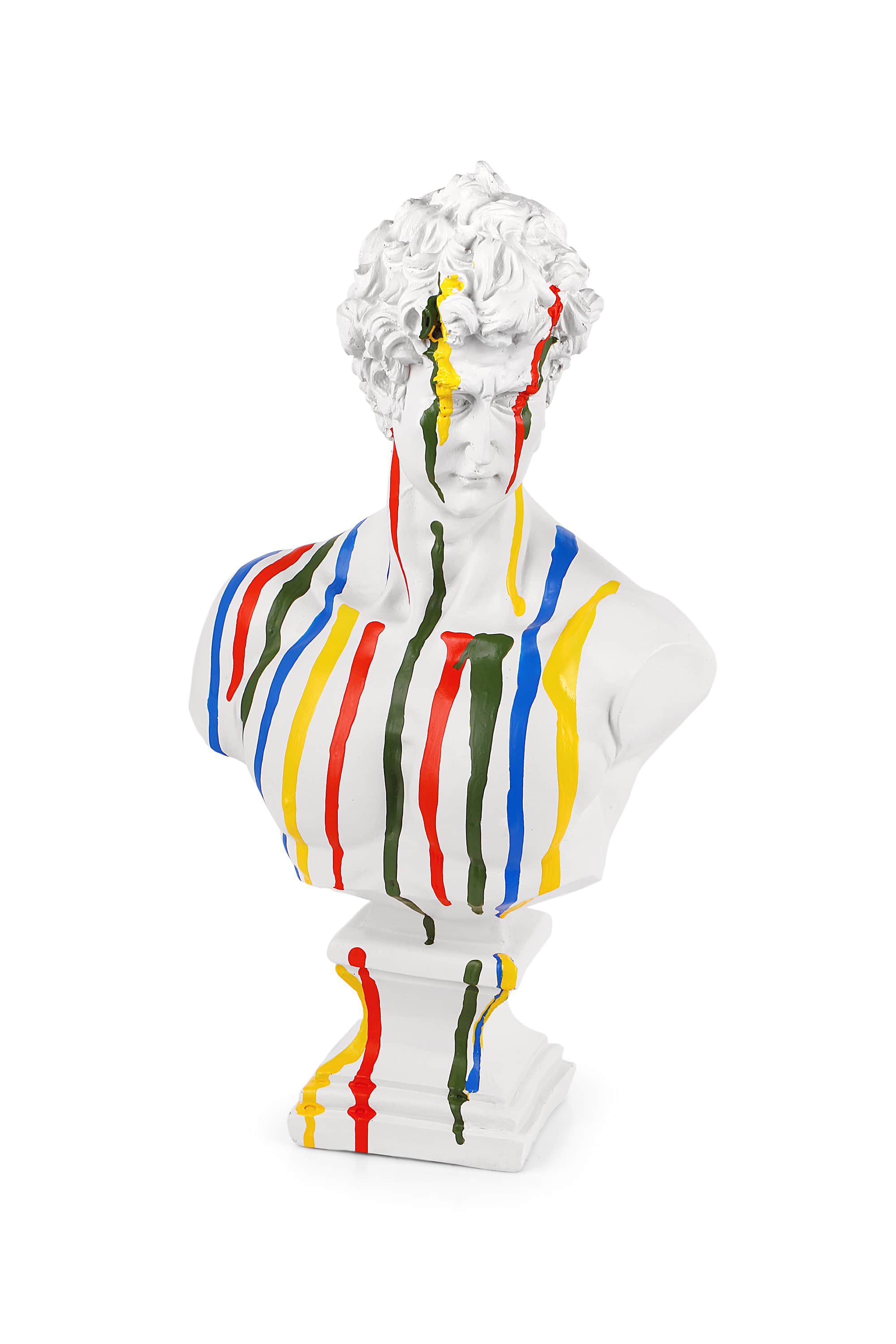 White Pop-art Bust Sculpture with David Pedestal