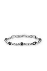 DAVID GUNER Çelik ve Siyah Halkalı Zincir Bileklik