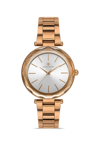 DAVID GUNER Rose Plating Silver Dial Women's Watch