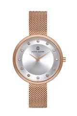 DAVID GUNER Beyaz Kadranlı Rose Kaplamalı Hasır Kordonlu Kadın Kol Saati - DG-8133LC-C1