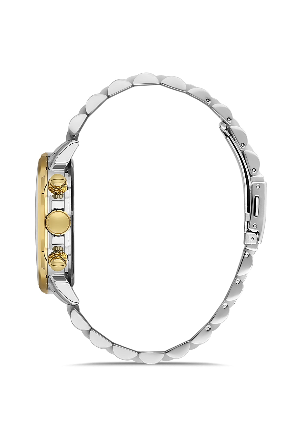 DAVID GUNER Beyaz Kadranlı Sarı-Gümüş Paslanmaz Masif Çelik Erkek Kol Saati - DG-8401GA-D1