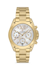 DAVID GUNER Beyaz Kadranlı Sarı Paslanmaz Masif Çelik Kadın Kol Saati - DG-8650LA-B1