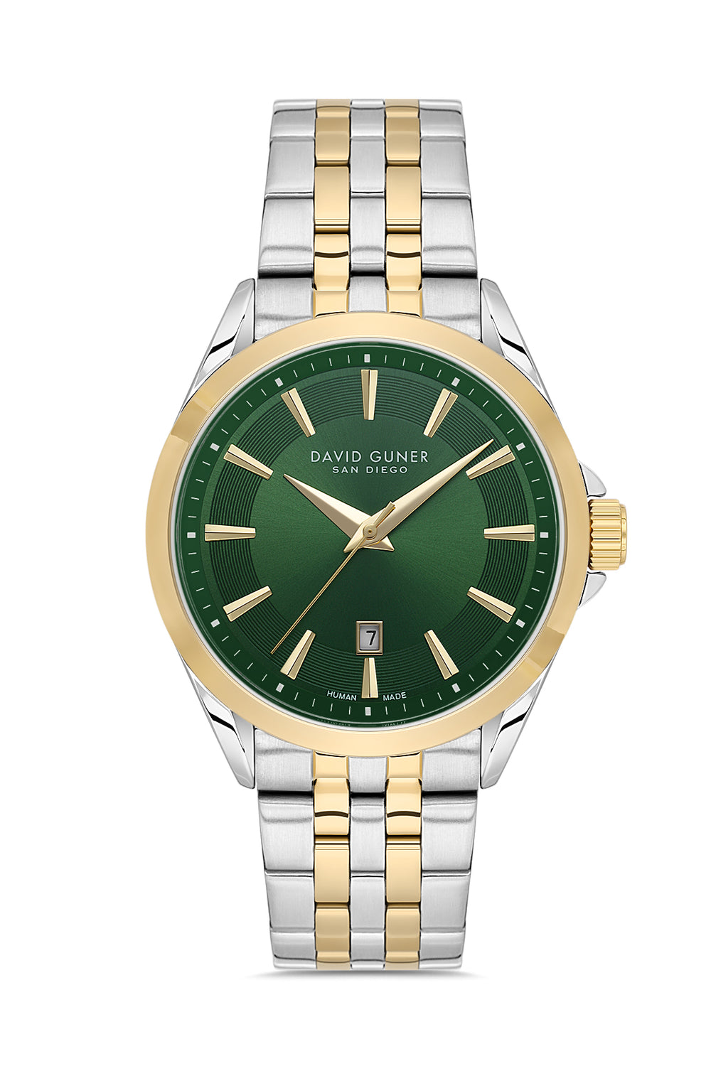 DAVID GUNER Erkek Kol Saati Yeşil Kadran Sarı Beyaz Kaplama DG-9127GA-D10