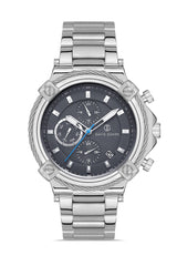 DAVID GUNER Gri Kadranlı Kronometreli Gümüş Kaplamalı Erkek Kol Saati - DG-8088GA-A9