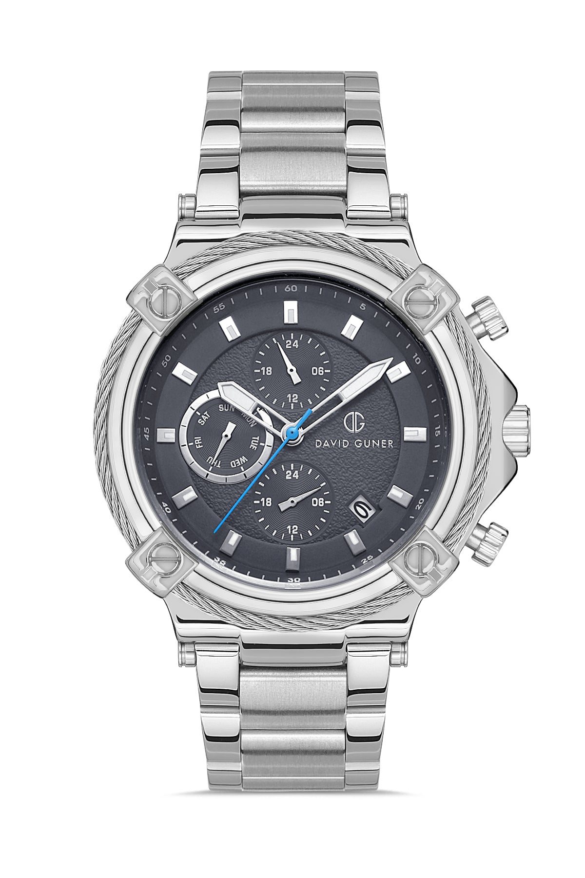 DAVID GUNER Gray Dial Silver Plating Men's Watch with Chronometer
