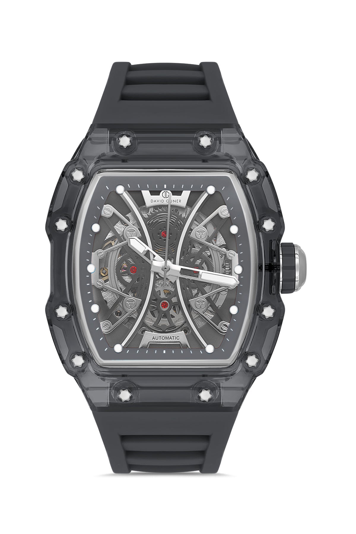 DAVID GUNER Gri Kadranlı Otomatik Siyah Polikarbon Kordon Erkek Kol Saati - DG-8628GD-Y12