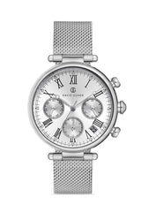 DAVID GUNER Women's Watch with Silver Steel Knitted Band