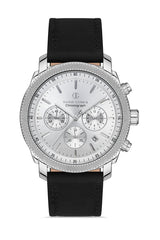 DAVID GUNER Silver Dial Leather Band Men's Watch