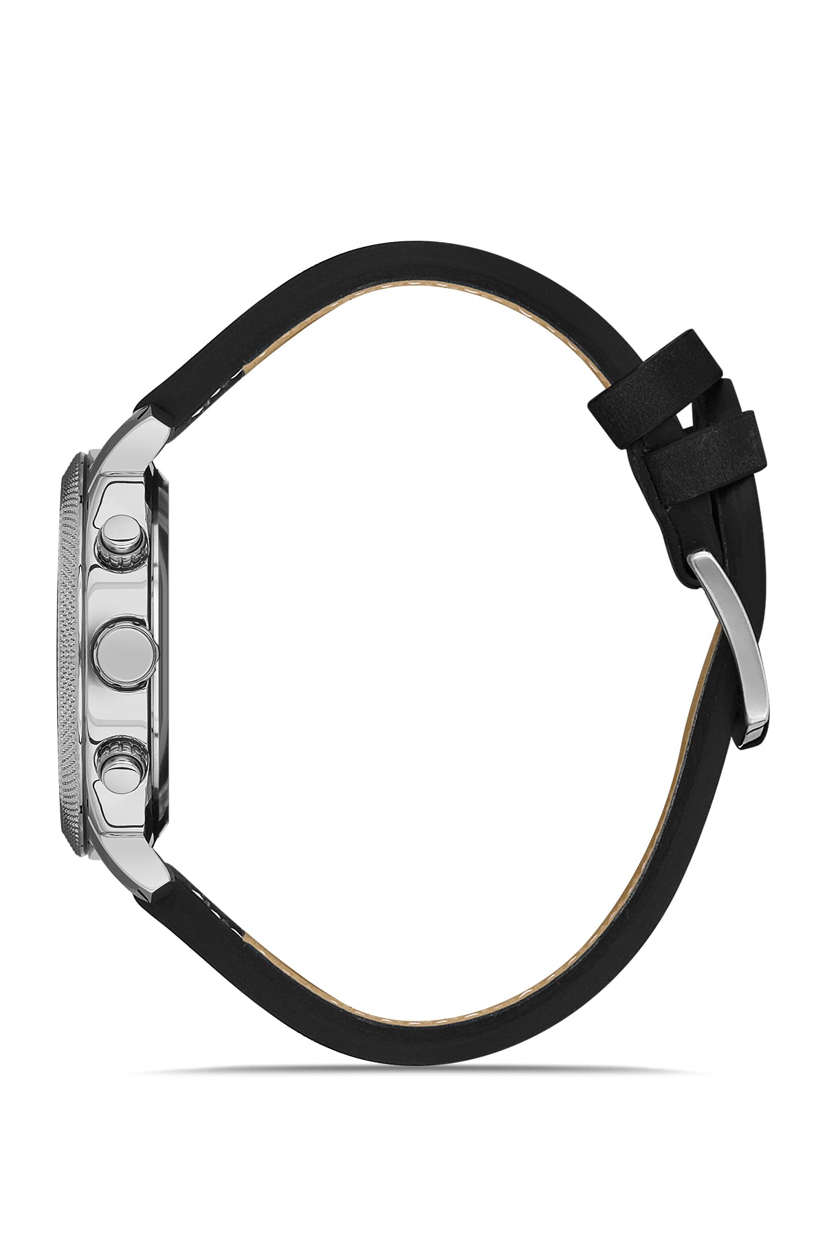 DAVID GUNER Silver Dial Leather Band Men's Watch