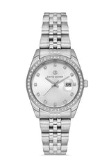 David Guner Women's Watch with Silver Dial and Silver Plating Calendar