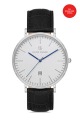 DAVID GUNER Gümüş Kadranlı Gümüş Kaplamalı Erkek Deri Kol Saati - DG-8074GB-J1