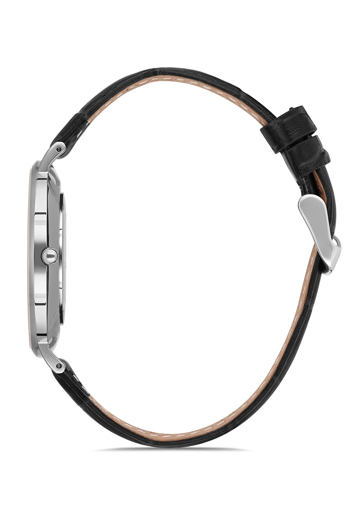 DAVID GUNER Gümüş Kadranlı Gümüş Kaplamalı Erkek Deri Kol Saati - DG-8074GB-J1