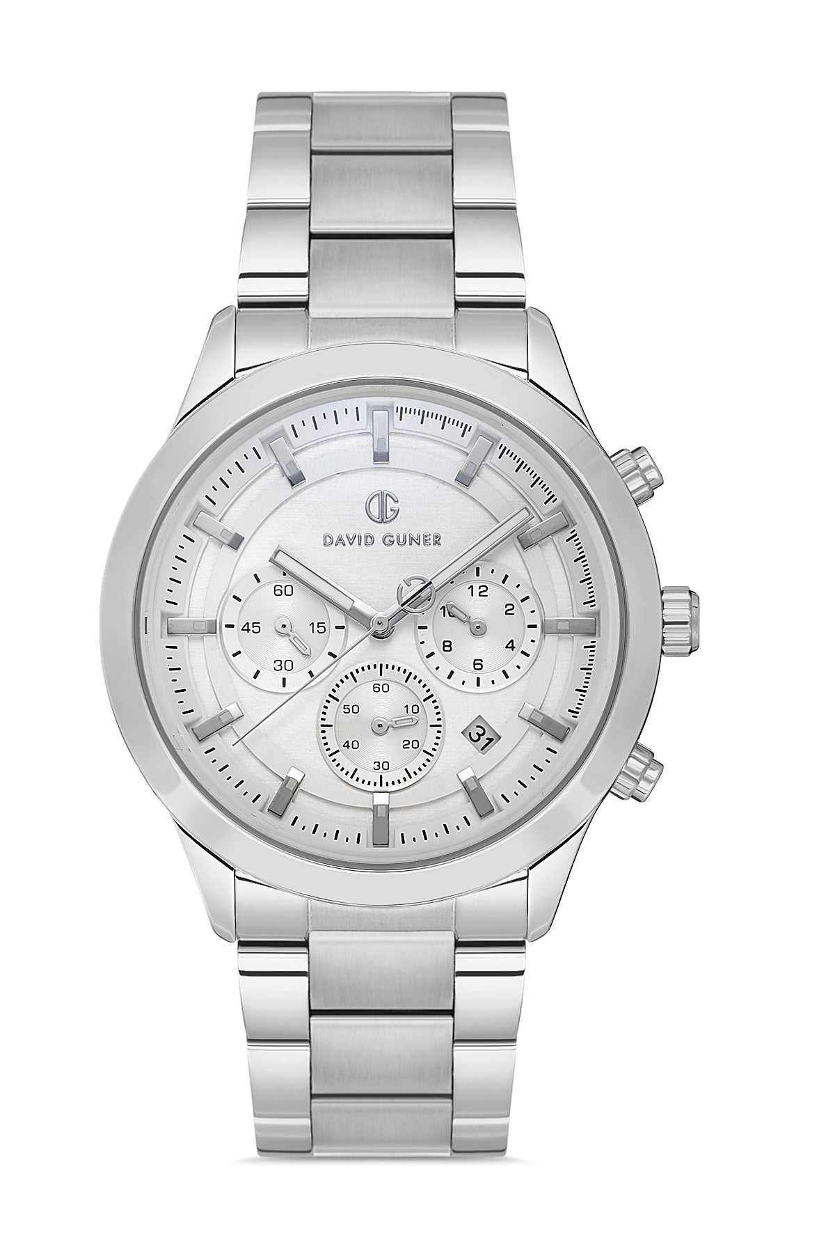 DAVID GUNER Gümüş Kadranlı Gümüş Kaplamalı Erkek Kol Saati - DG-8673GA-A1