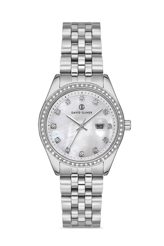 DAVID GUNER Gümüş Kadranlı Gümüş Kaplamalı Kadın Kol Saati - DG-8193LA-A1