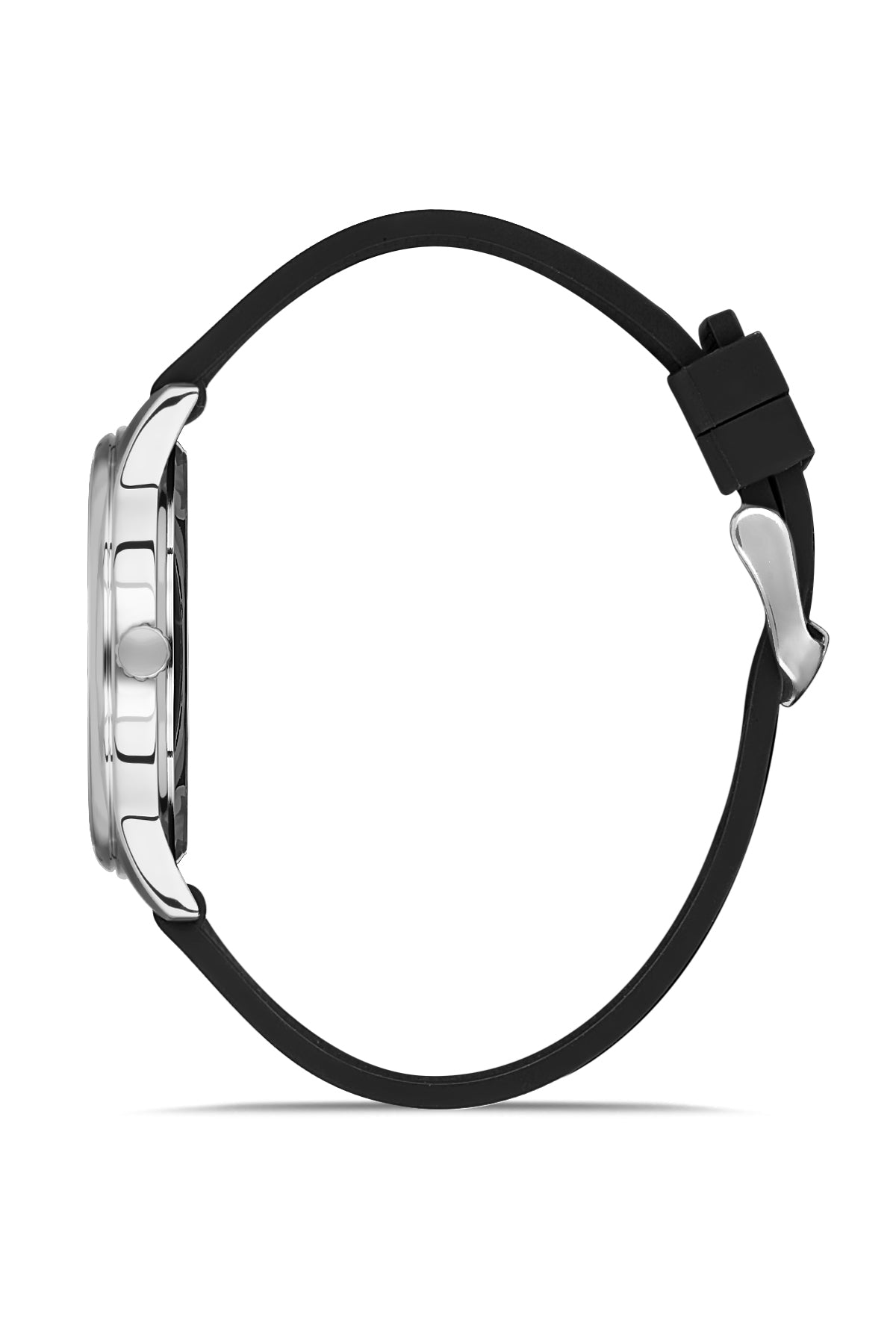 DAVID GUNER Gümüş Kadranlı Gümüş Kaplamalı Siyah Silikon Kordonlu Takvimli Erkek Kol Saati - DG-8491GD-J1