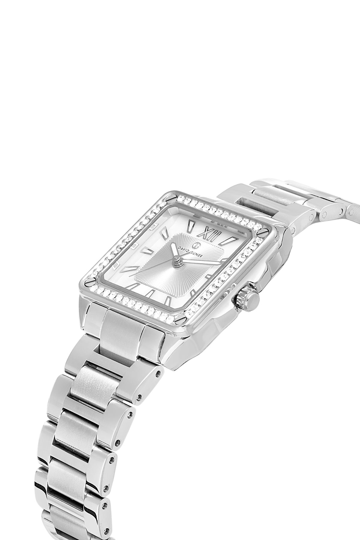 DAVID GUNER Gümüş Kadranlı Gümüş Kaplamalı Taşlı Kadın Kol Saati - DG-8669LA-A1