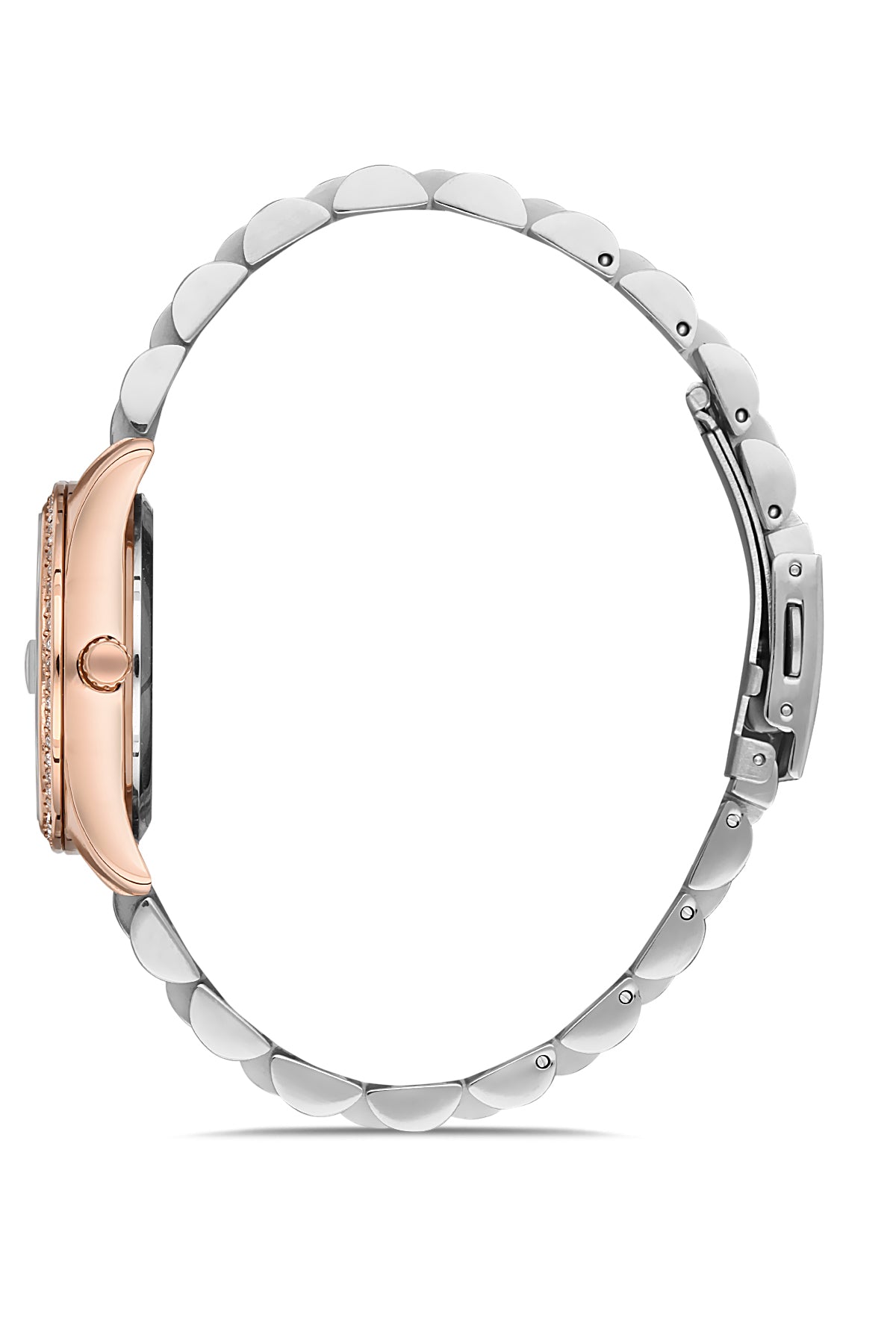 DAVID GUNER Gümüş Kadranlı Rose Beyaz Kaplamalı Kadın Kol Saati - DG-8193LA-E1