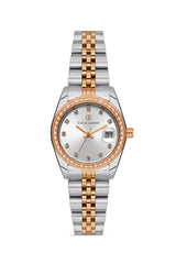 DAVID GUNER Gümüş Kadranlı Rose-Gümüş Kaplamalı Takvimli Kadın Kol Saat - DG-8474LA-E1